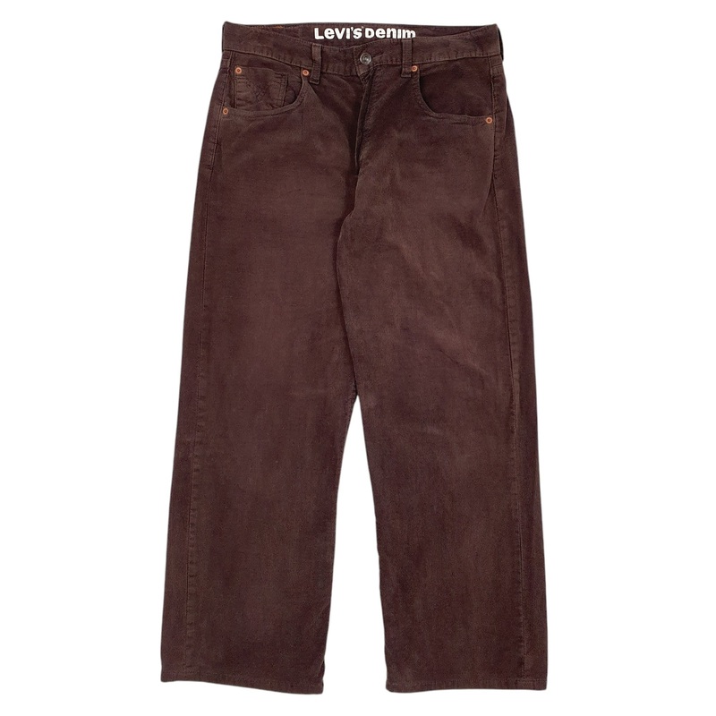 Mens Levis Denim Brown Corduroy Cotton Blend  Trousers Mens W34 L28