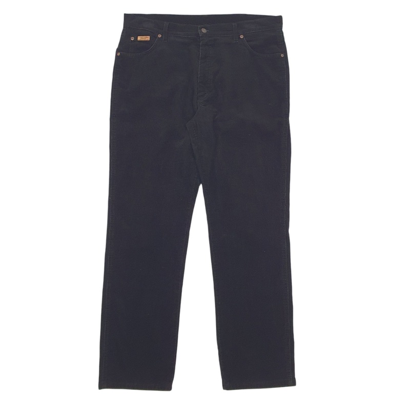 Mens Wrangler Black Corduroy Cotton Blend  Trousers Mens W38 L32