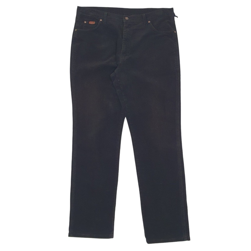 Mens Wrangler Black Corduroy Cotton Blend  Trousers Mens W38 L34