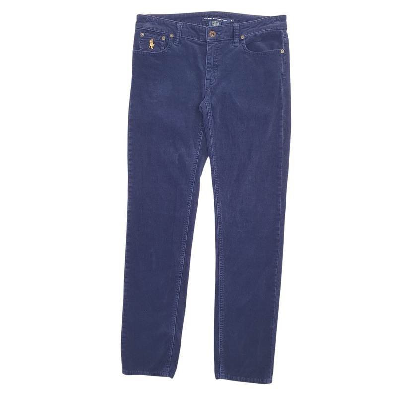 Womens Ralph Lauren Navy Corduroy Cotton  Trousers Womens UK6