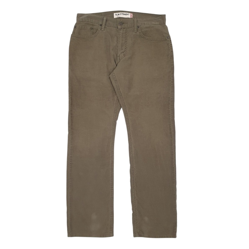 Mens Levis Straight Khaki Corduroy Cotton Blend  Trousers Mens W32 L30