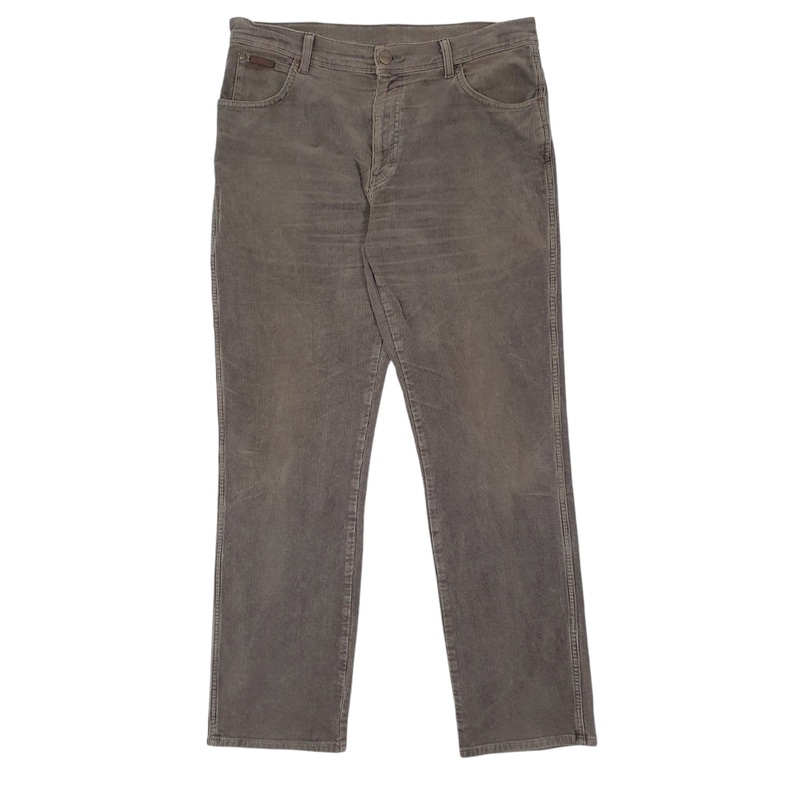 Mens Wrangler Grey Corduroy Cotton Blend  Trousers Mens W34 L32