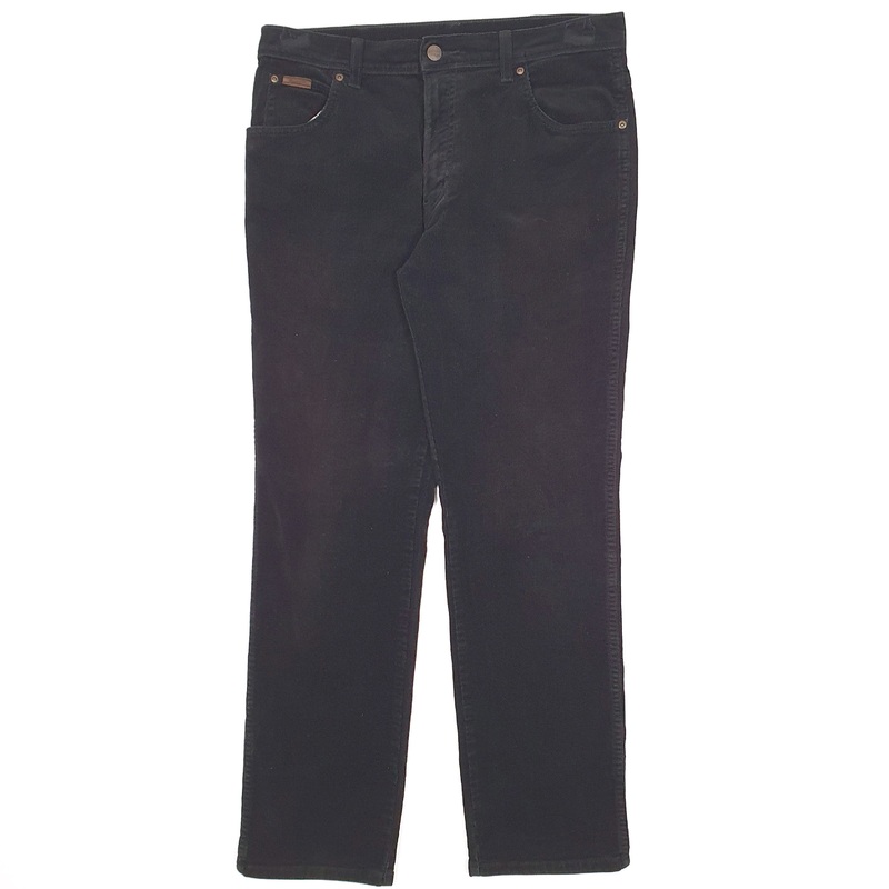 Mens Wrangler Texas Stretch Black Corduroy Cotton Blend  Trousers Mens W34 L32