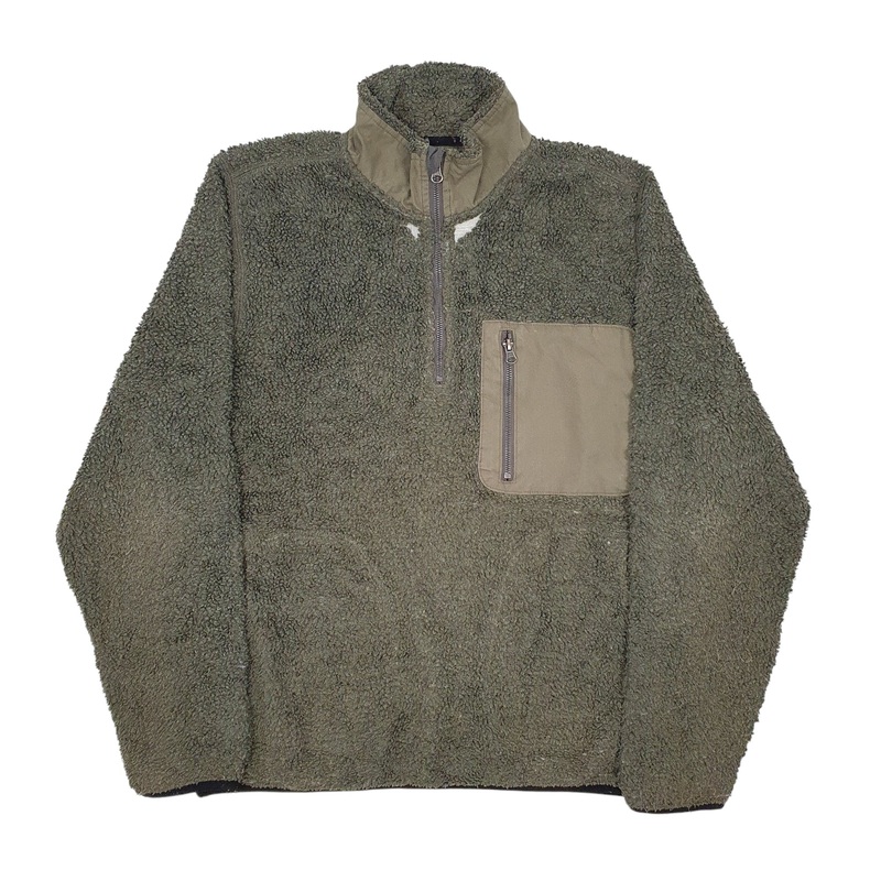 Woolrich Quarter Zip Polyester Fleece Sweatshirt Jumper Mens L