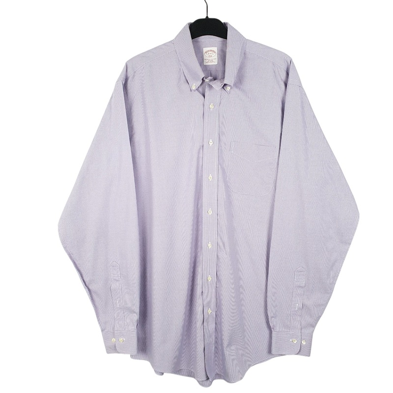 Brooks Brothers Houndstooth Long Sleeve Regular Fit Check Cotton Shirt Mens L