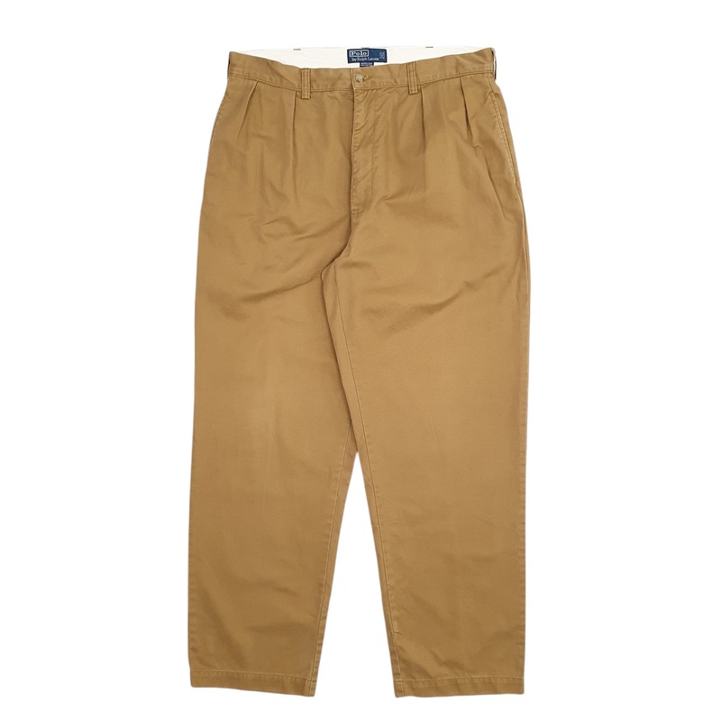 Mens Polo Ralph Lauren Double Pleated Beige Chino Cotton  Trousers Mens W36 L30