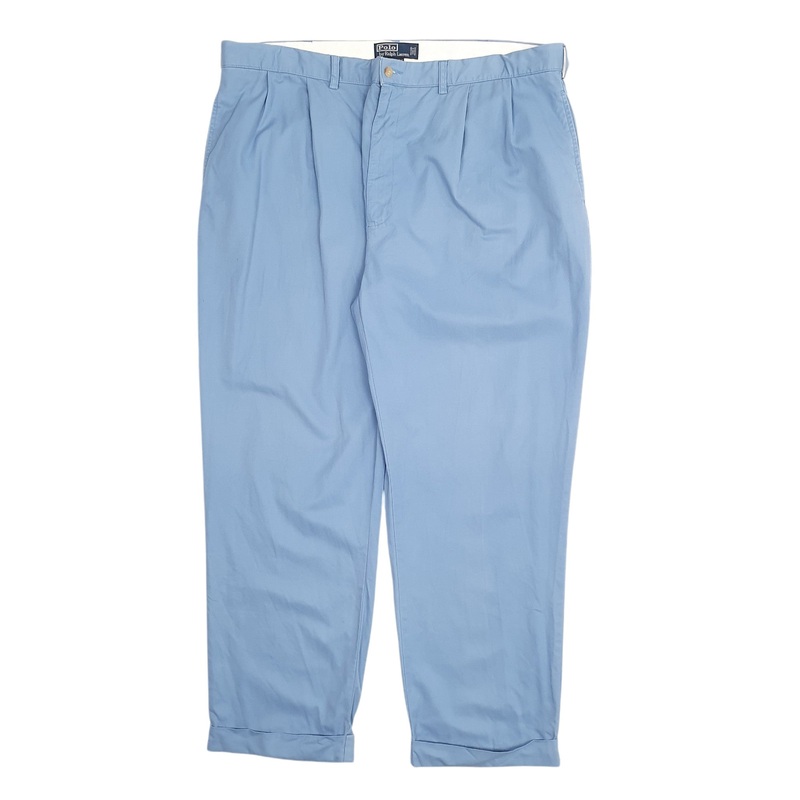 Mens Polo Ralph Lauren Double Pleated Blue Chino Cotton  Trousers Mens W40 L32