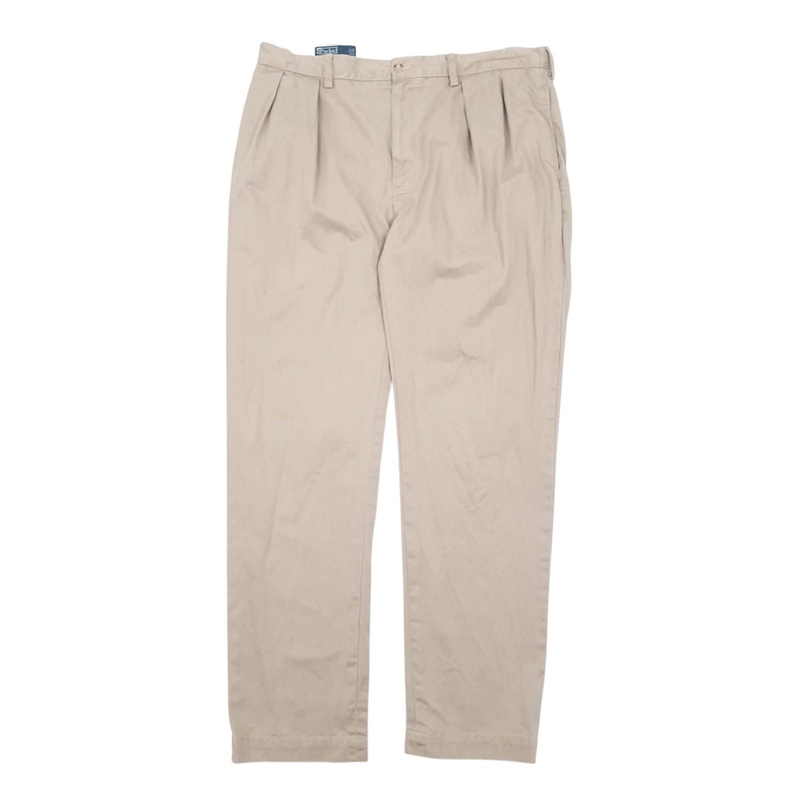 Mens Polo Ralph Lauren Double Pleated Ethan Pant Brown Chino Cotton  Trousers Mens W36 L34