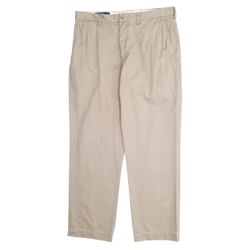 Mens Polo Ralph Lauren Preston Pant Pleated Beige Chino Cotton  Trousers Mens W35 L32