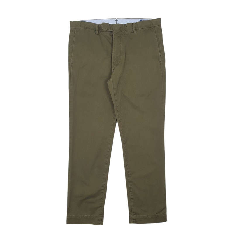 Mens Polo Ralph Lauren Stretch Slim Fit Green Chino Cotton  Trousers Mens W34 L30