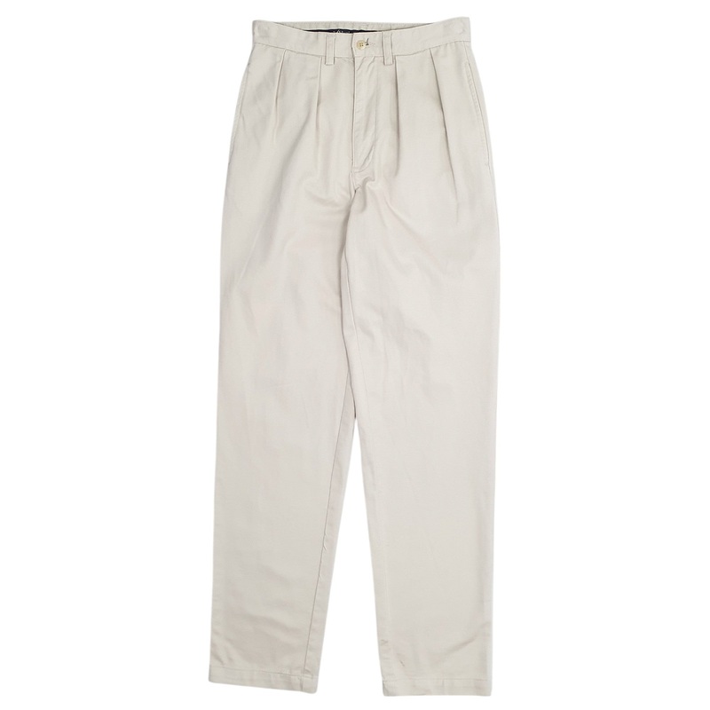 Mens Polo Ralph Lauren Vintage 90s Pleated Beige Chino Cotton  Trousers Mens W28 L34