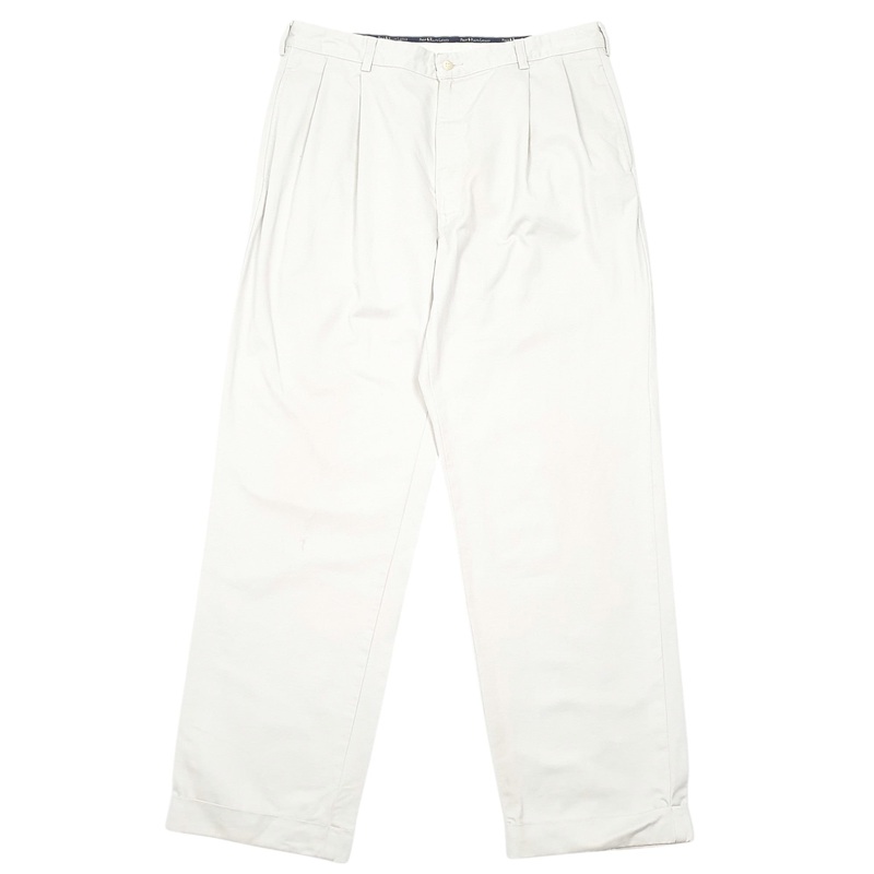 Mens Polo Ralph Lauren Vintage Double Pleated Beige Chino Cotton  Trousers Mens W36 L31