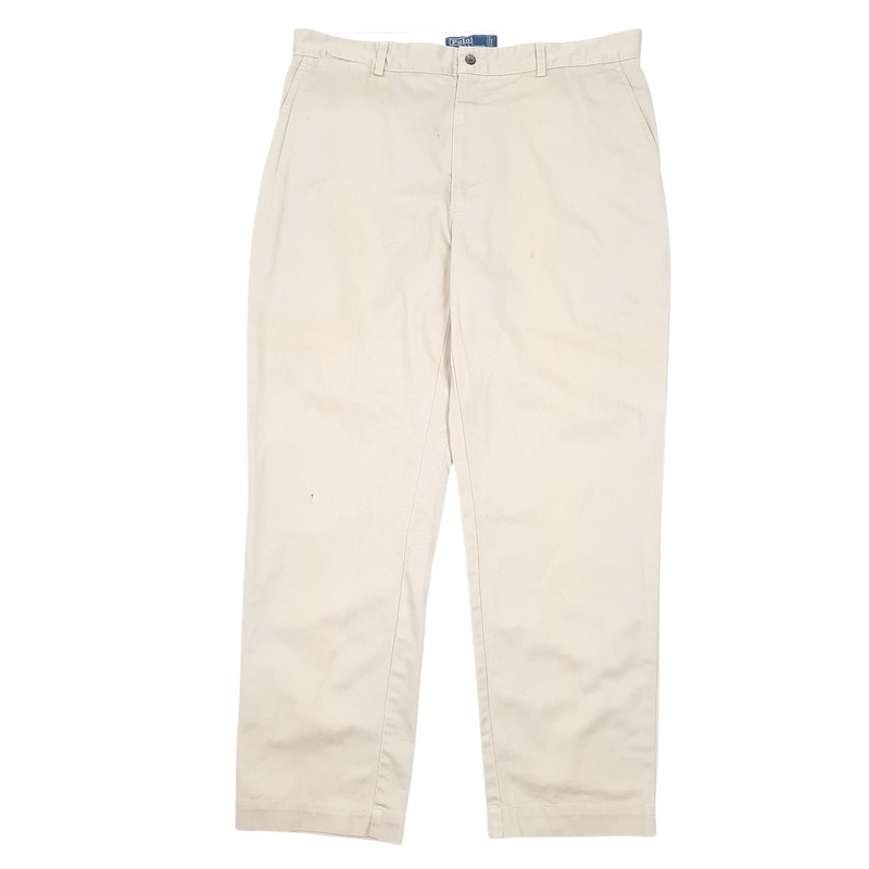 Mens Polo Ralph Lauren Vintage Flat Front Beige Chino Cotton  Trousers Mens W38 L30