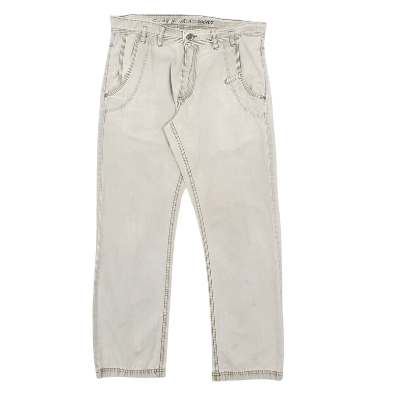 Mens Unbranded Grey Chino Cotton Blend  Trousers Mens W38 L32
