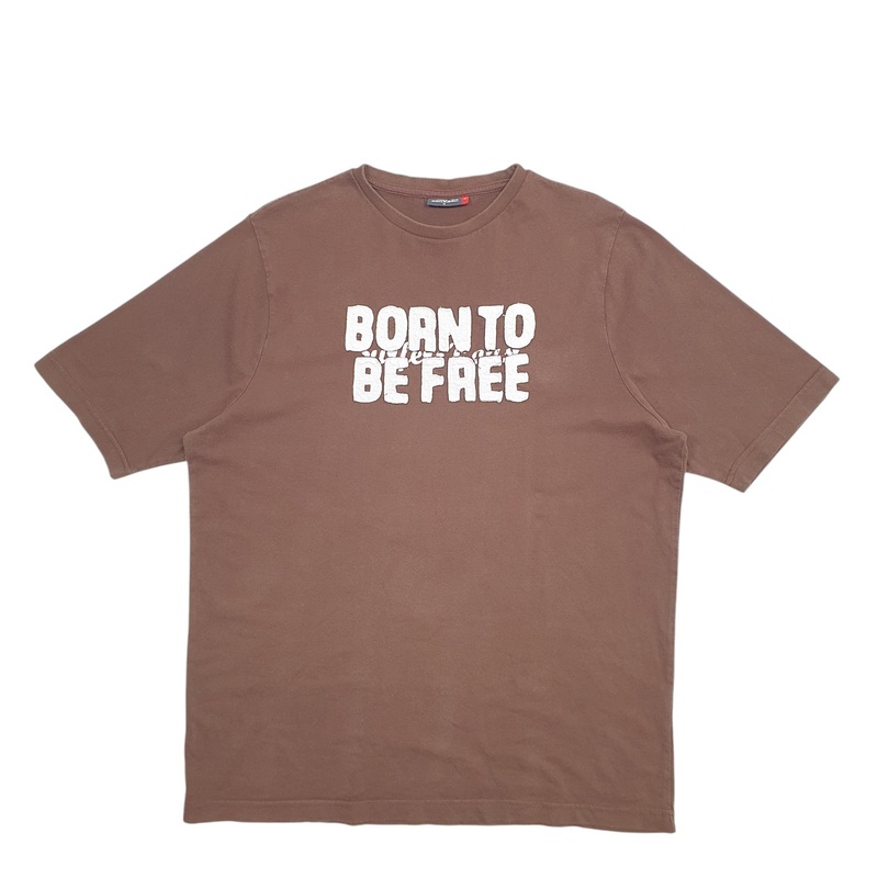 VanVaan Born To Be Free Spellout Short Sleeve Cotton Blend T Shirt Mens M