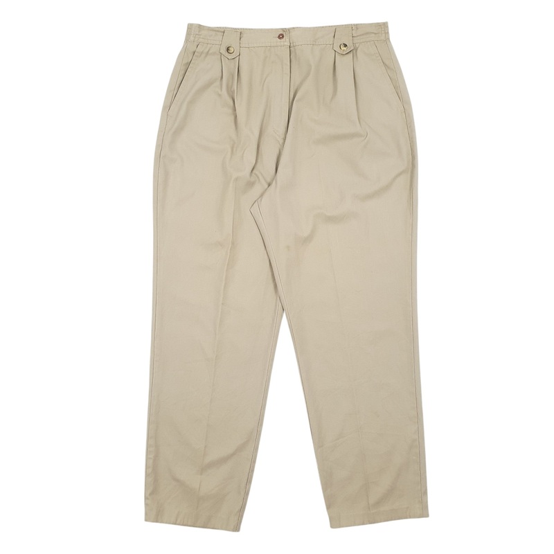 Mens Lauren Brooke Double Pleated Beige Chino Cotton Blend  Trousers Mens W18 L32
