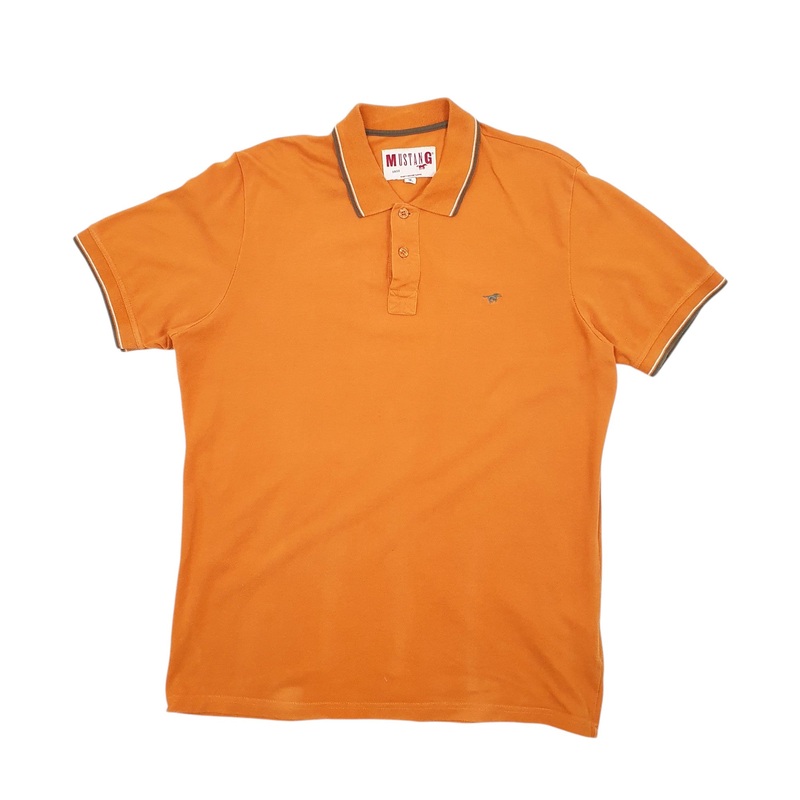 Mustang Short Sleeve Cotton Blend Polo Shirt Mens L