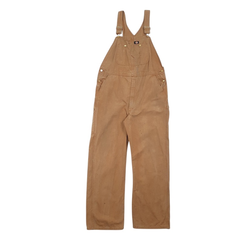 Mens Dickies Denim Overalls Bib Beige Dungaree Cotton  Trousers Mens W38 L32