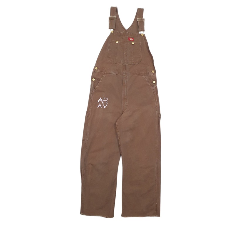 Mens Dickies Denim Overalls Bib Brown Dungaree Cotton  Trousers Mens W34 L27