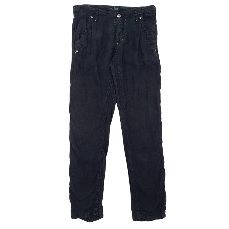 Mens Armani Jeans Black Chino Linen  Trousers Mens W34 L34