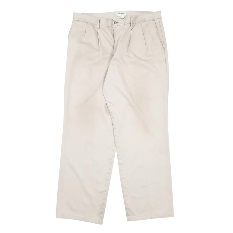 Mens Dockers Double Pleated Beige Chino Cotton  Trousers Mens W36 L31