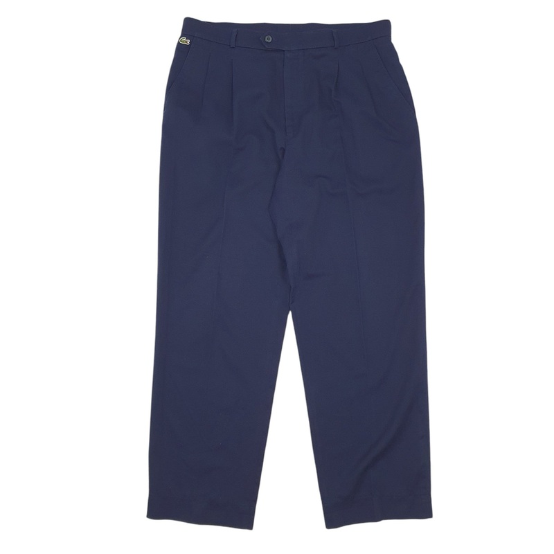 Mens Lacoste Double Pleated Navy Chino Cotton  Trousers Mens W34 L30
