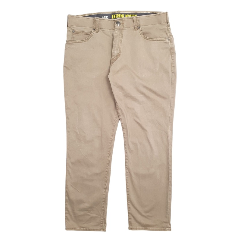 Mens Lee Extreme Motion Brown Chino Cotton  Trousers Mens W36 L29