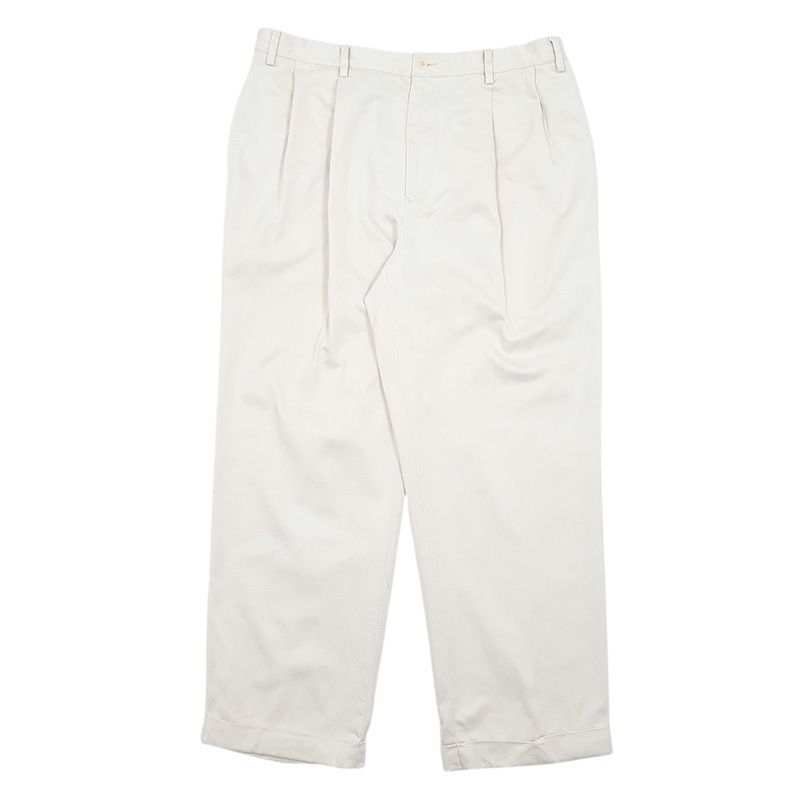 Mens Nautica Rigger Double Pleated Cream Chino Cotton Blend  Trousers Mens W38 L30