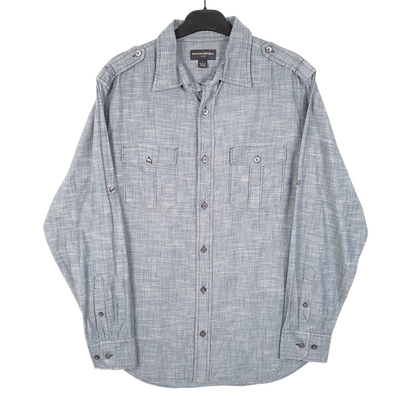 Banana Republic Chambray Long Sleeve Regular Fit Cotton Shirt Mens S