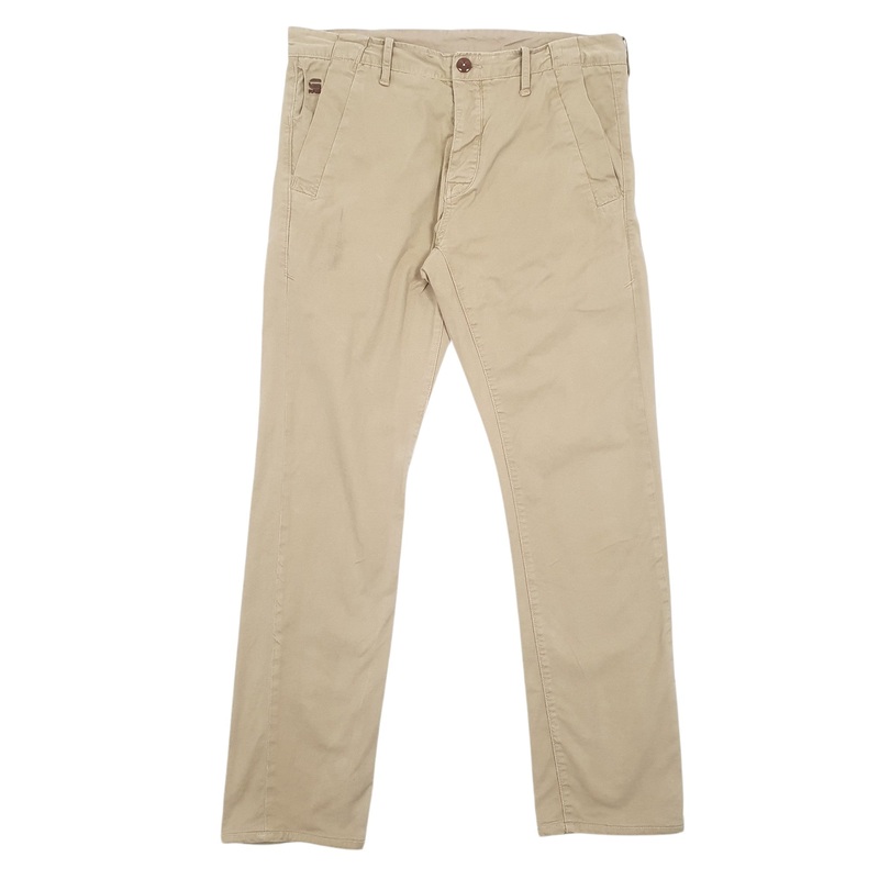 Mens G Star Raw Beige Chino Cotton  Trousers Mens W36 L34