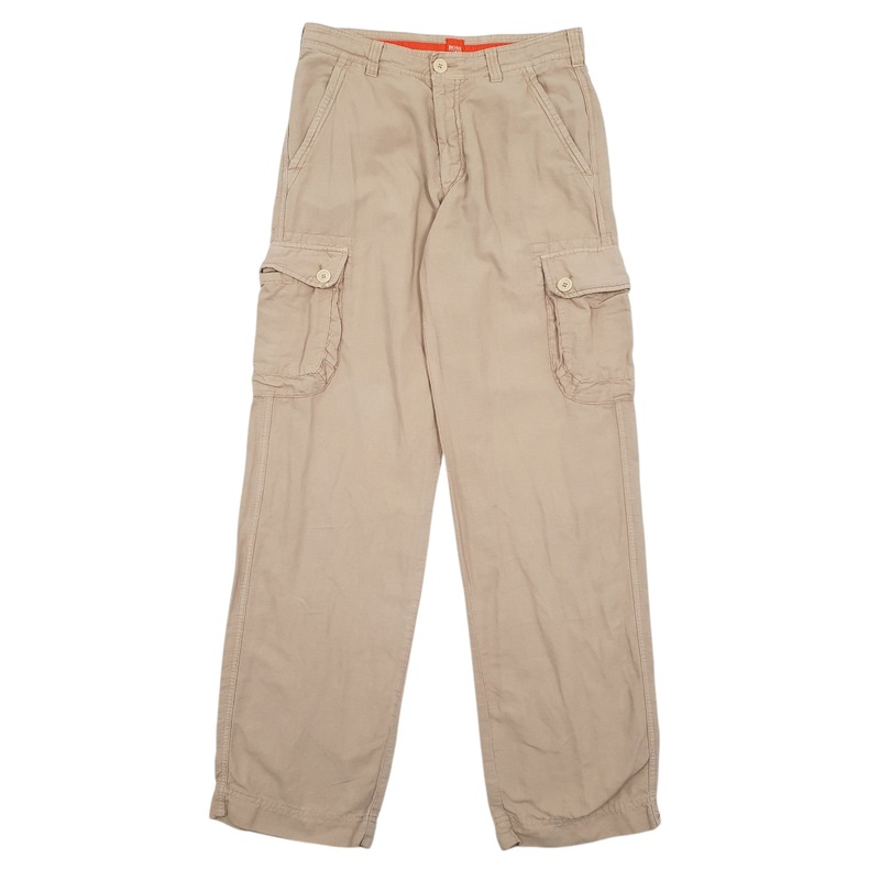 Mens Hugo Boss Vintage Beige Cargo Cotton  Trousers Mens W30 L33