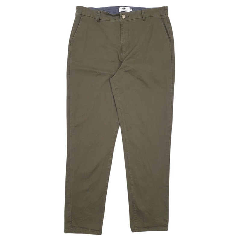 Mens Lacoste Green Chino Cotton Blend  Trousers Mens W36 L30