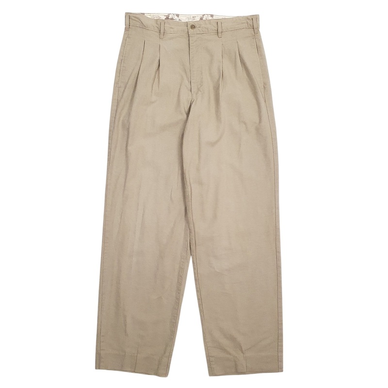 Mens Lee Cooper Double Pleated Beige Chino Cotton  Trousers Mens W32 L30