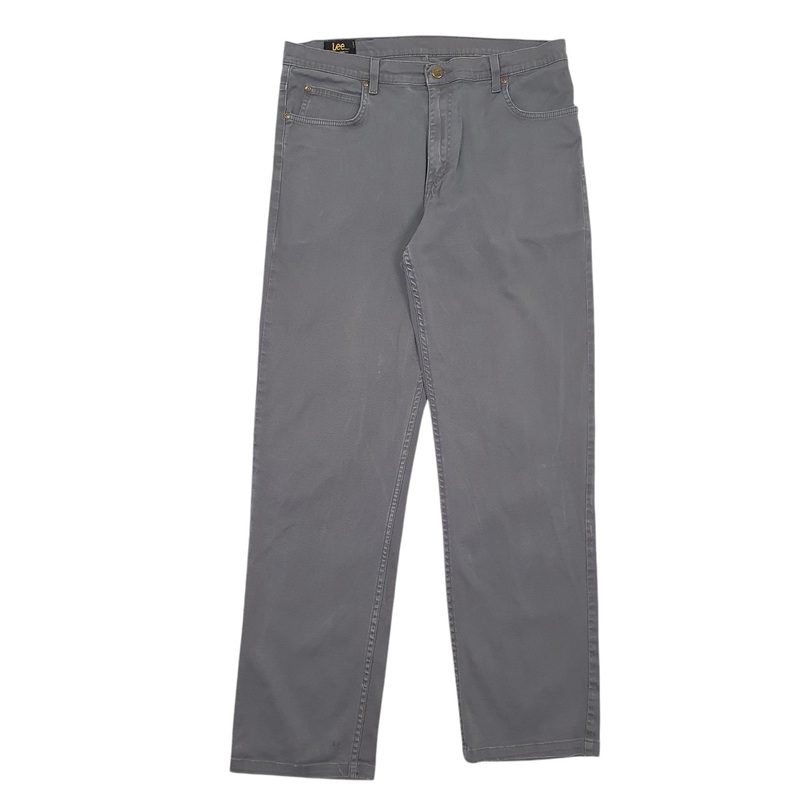 Mens Lee Grey Chino Cotton Blend  Trousers Mens W34 L32