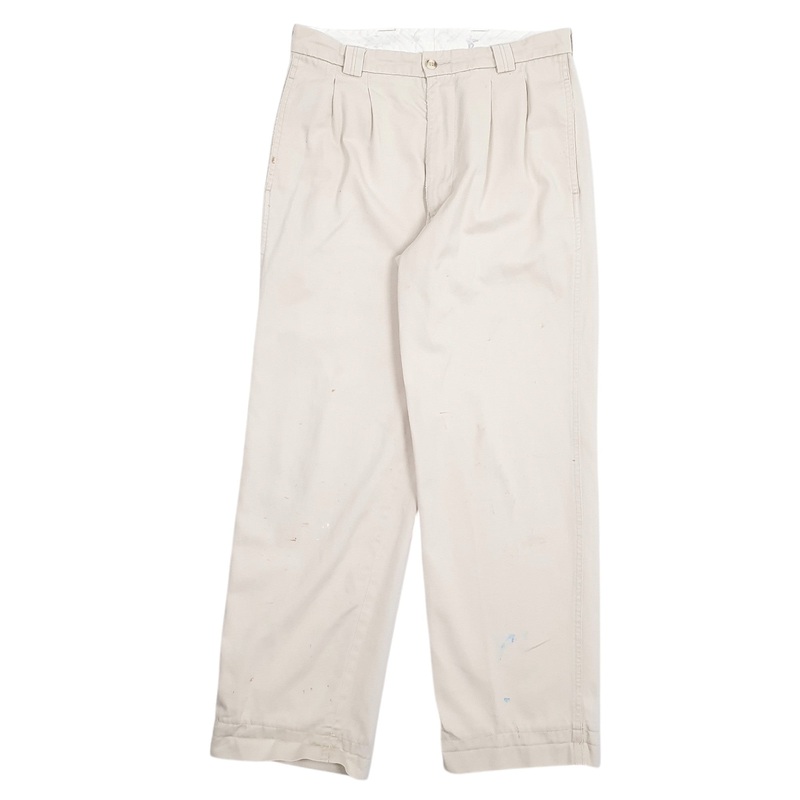 Mens Levis Vintage 80s Double Pleated Cream Chino Cotton Blend  Trousers Mens W30 L28