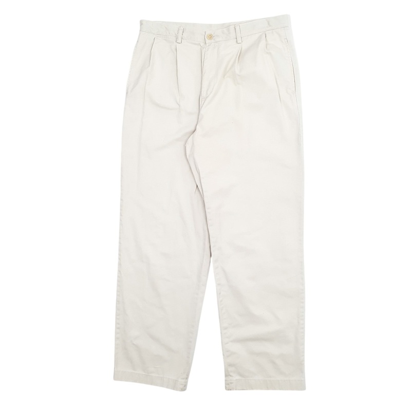Mens Nautica Double Pleated Cream Chino Cotton Blend  Trousers Mens W36 L32