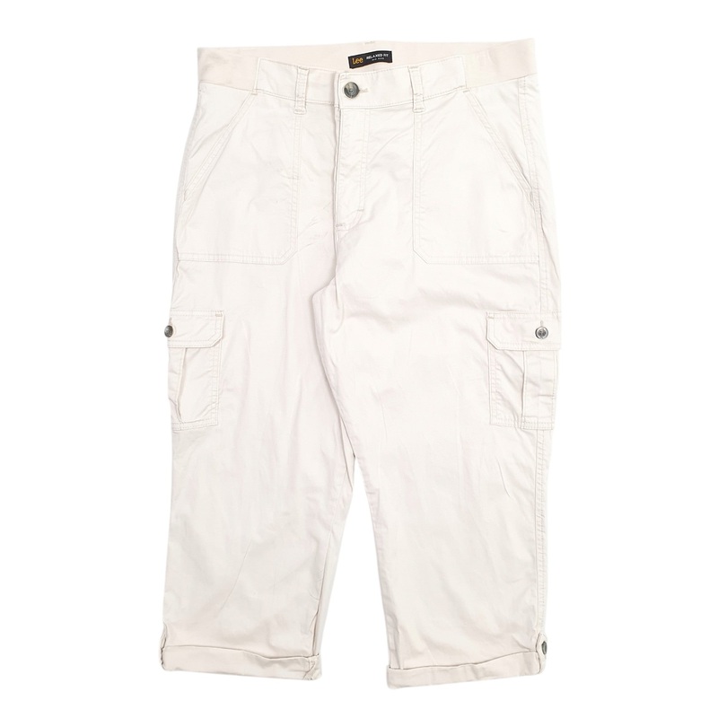 Womens Lee Mid Rise Stretch Fit Cream Chino Cotton Blend  Trousers Womens UK18