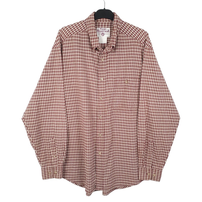 Wrangler Rugged Wear Long Sleeve Regular Fit Check Cotton Shirt Mens XL