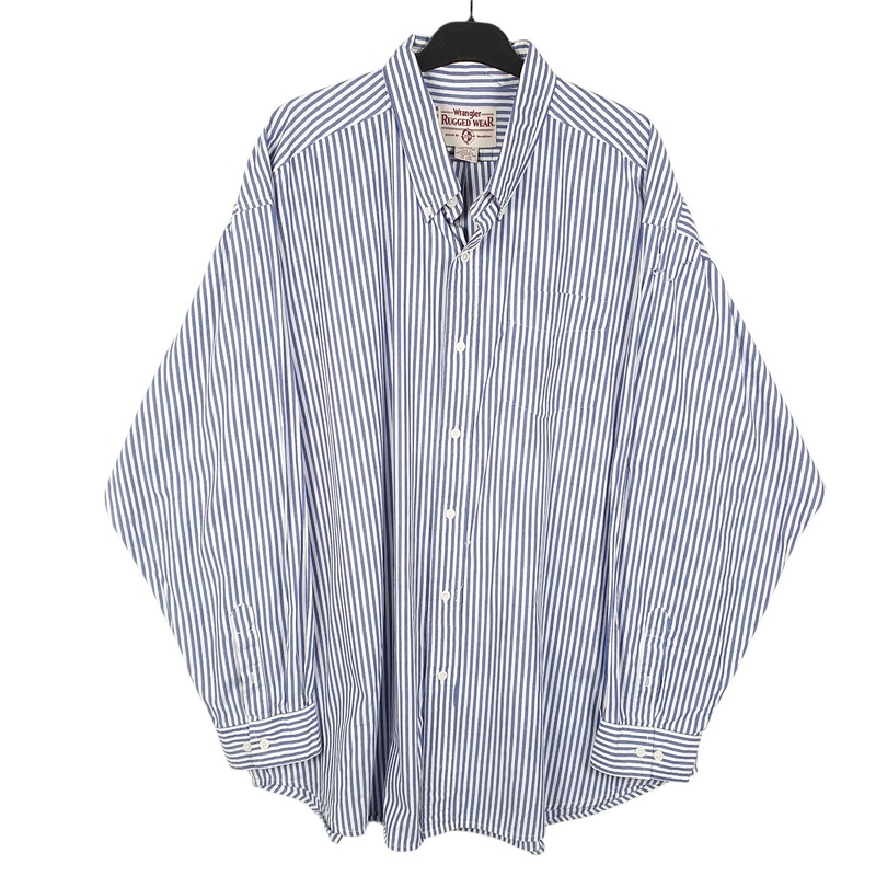 Wrangler Rugged Wear Long Sleeve Regular Fit Striped Cotton Shirt Mens XXL