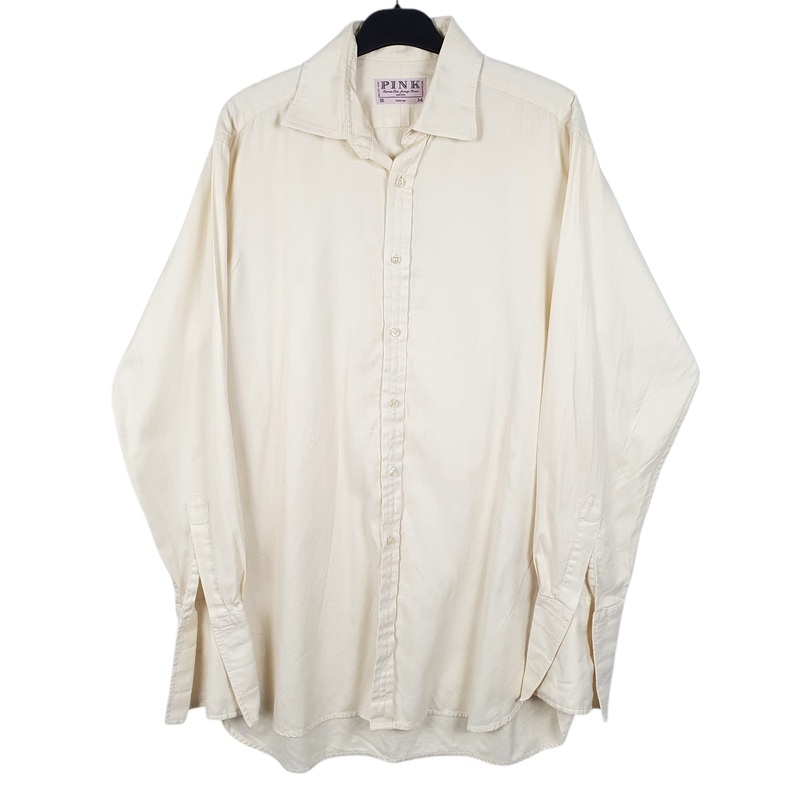Yellow London Jermyn Street Long Sleeve Regular Fit Cotton Shirt Mens M