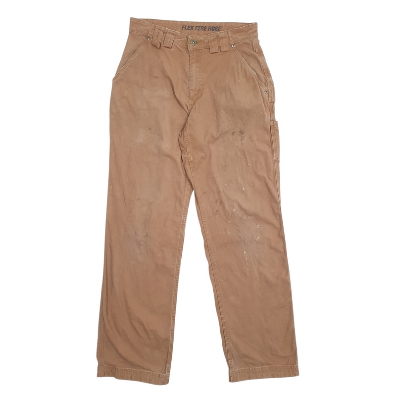 Mens Duluth Flex Fire Hose Tan Carpenter Cotton Blend  Trousers Mens W30 L32