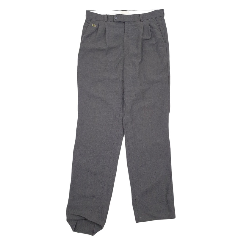 Mens Lacoste Double Pleated Grey Chino Wool  Trousers Mens W33 L33