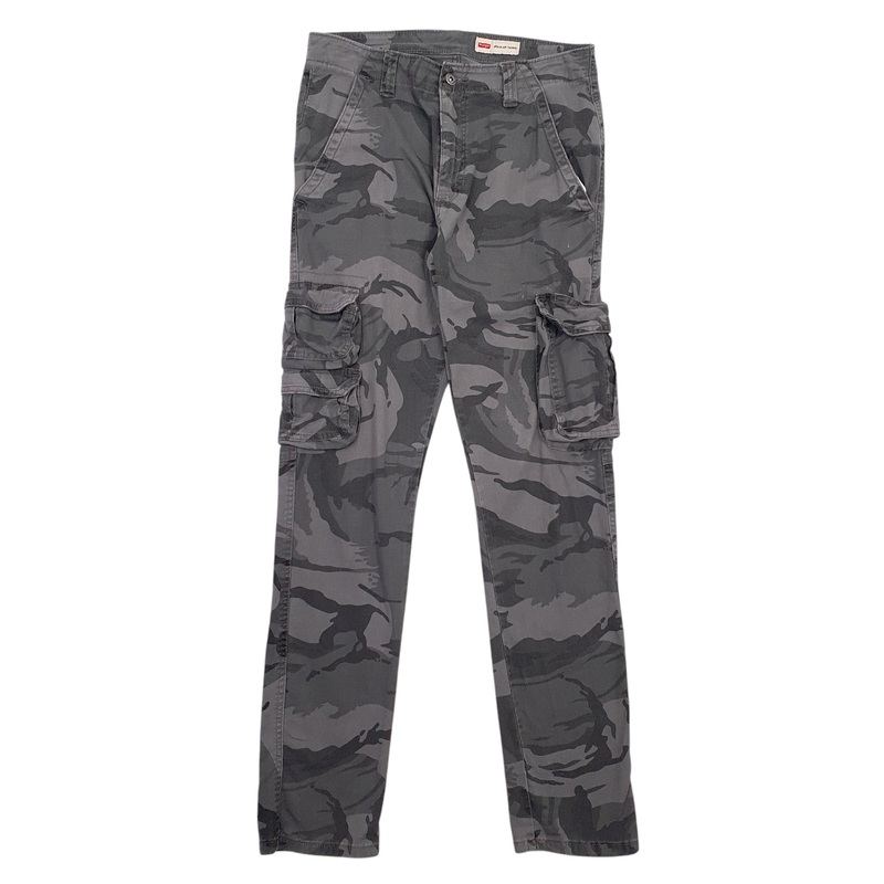 Mens Wrangler Taper Camo Grey Cargo Cotton Blend  Trousers Mens W30 L32