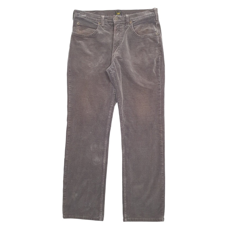 Mens Lee Grey Corduroy Cotton Blend  Trousers Mens W32 L30