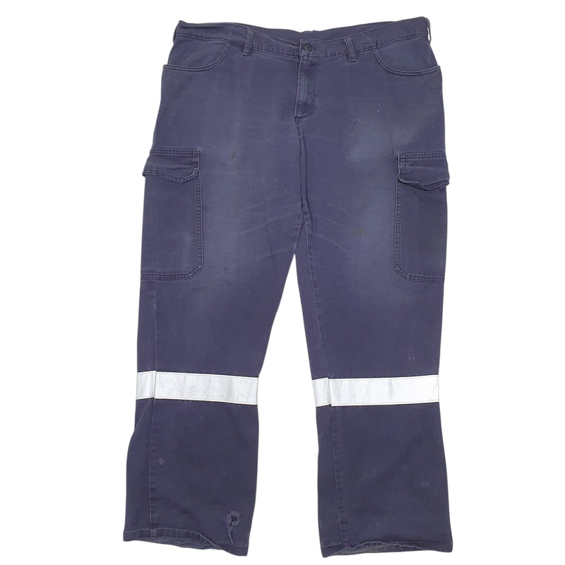 Mens AGO Workwear Utility Reflective Navy Cargo Cotton  Trousers Mens W42 L33