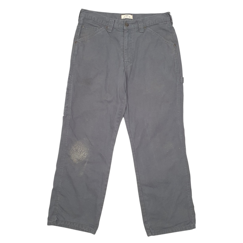 Mens Blue Mountain Workwear Lined Winter Thermal Grey Carpenter Cotton Blend  Trousers Mens W34 L30