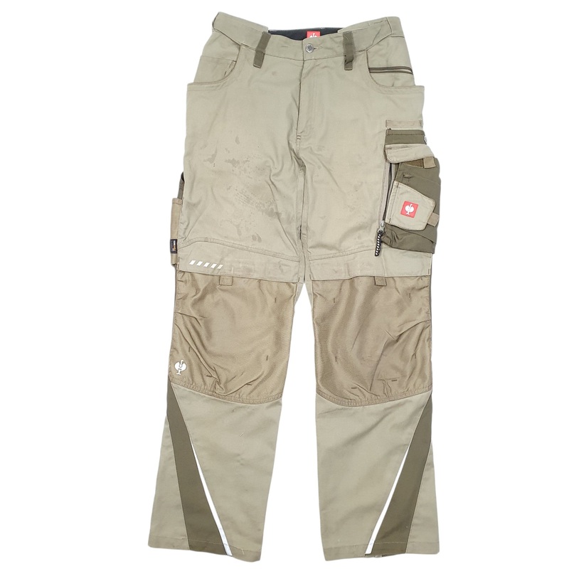 Mens Engelbert Strauss Utility Workwear Trade Motion Khaki Cargo Cotton Blend  Trousers Mens W32 L32