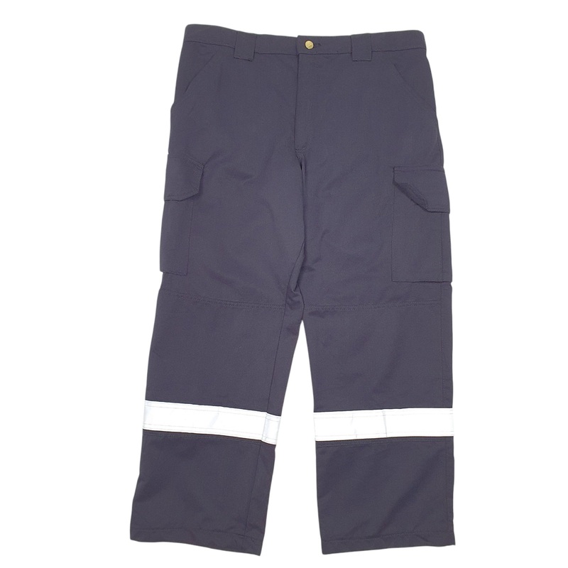 Mens Millwork Workwear Utility Reflective Flame Resistant Navy Cargo Cotton  Trousers Mens W38 L28