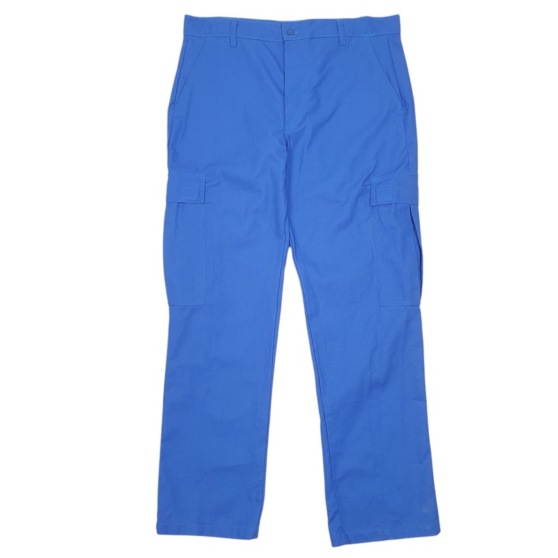 Mens P.B.V Euro Workwear Chore Pants Blue Cargo Cotton Blend  Trousers Mens W36 L32