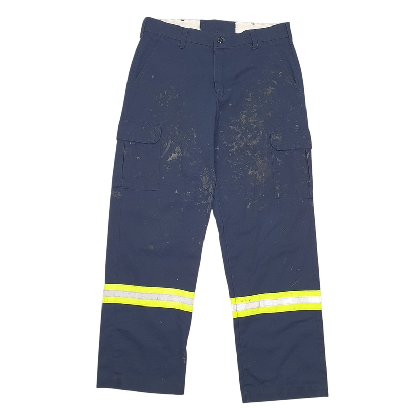 Mens Red Kap Workwear Reflective Navy Cargo Cotton  Trousers Mens W34 L32